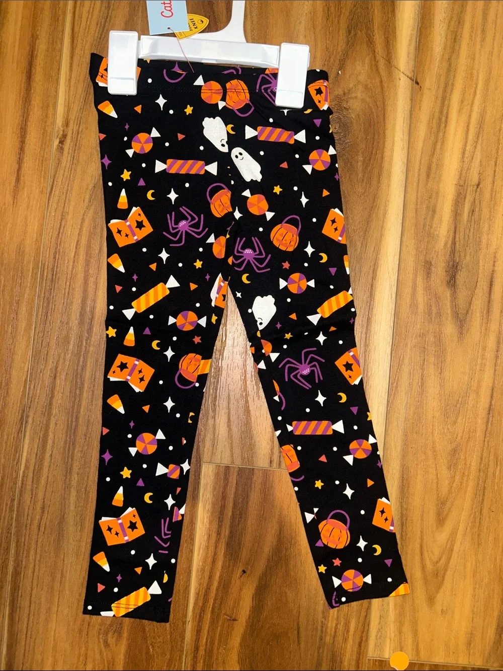 Cat & Jack Black Halloween Print Leggings with Orange & Purple Accents